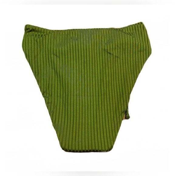 NWT J. Crew Wide-Rib High-Rise Bikini Bottom in Green with 3-Ring Belt, Small - Picture 5 of 14